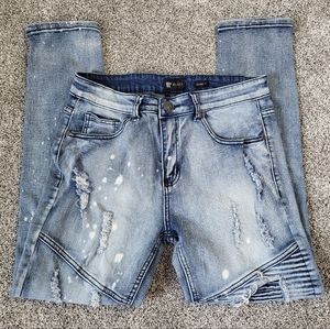 Waimea Blue Distressed Skinny Fit Jeans Size 34x30